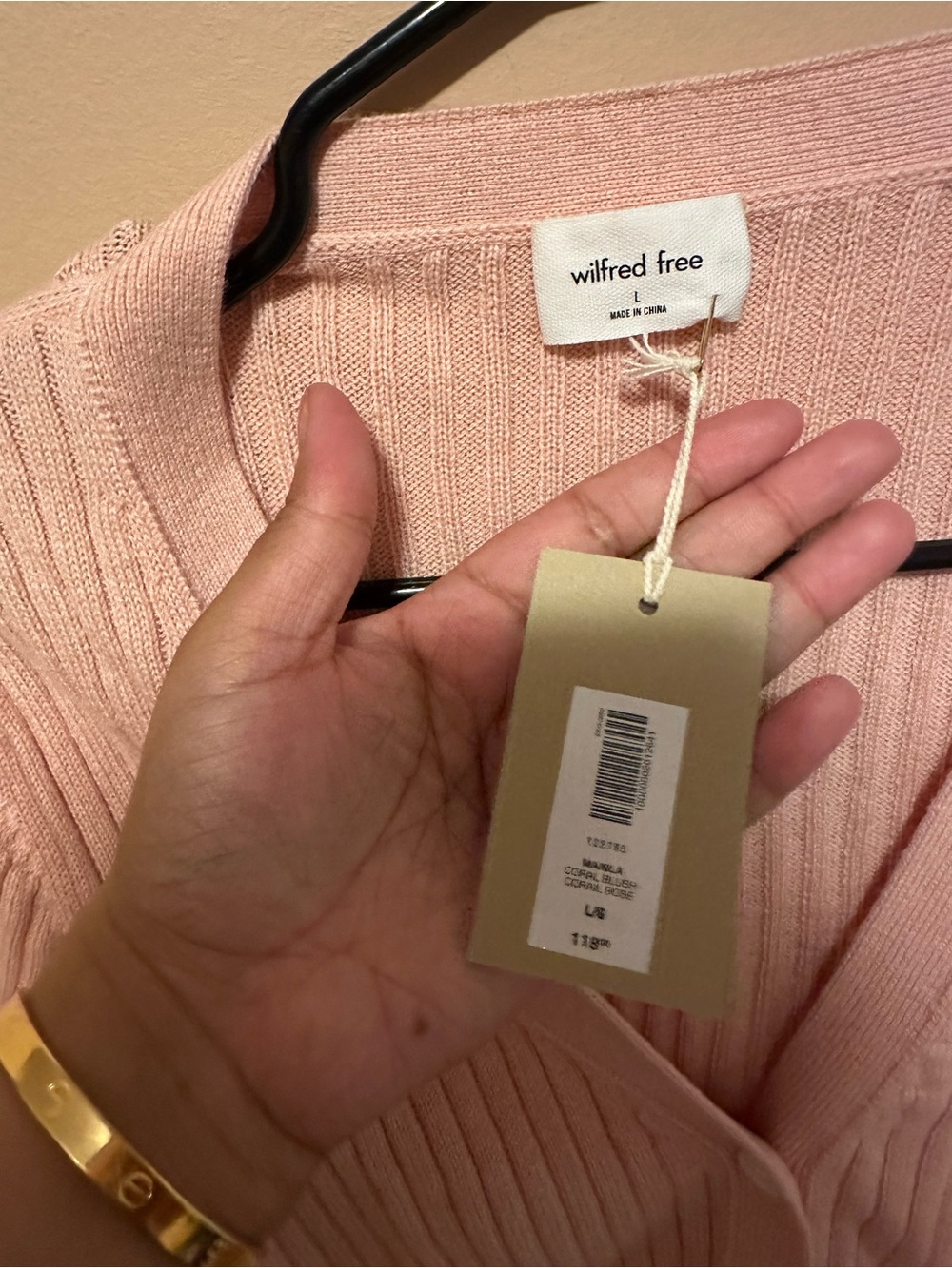 Wilfred Free Ribbed Light Pink Long Sleeve Tee
